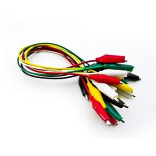 Set with 10 cables 25cm 5 colours with booted crocodile clips