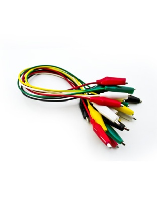 Set with 10 cables 25cm 5 colours with booted crocodile clips