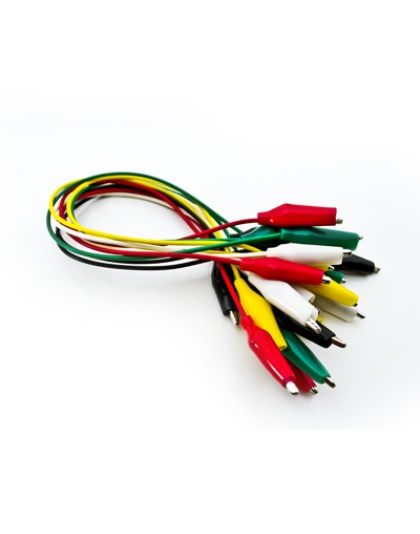 Set with 10 cables 25cm 5 colours with booted crocodile clips