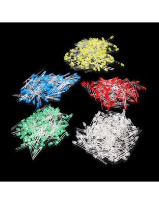 1000Pcs 5MM LED Diode Kit Mixed Colours Red, Green, Yellow, Blue and White diffused