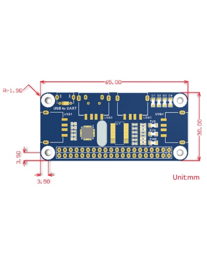 ws 4 Port USB HUB pHAT for Raspberry Pi Zero
