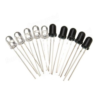 10pcs 5mm 940nm IR Infrared Diode Emitter/Receiver LED kit