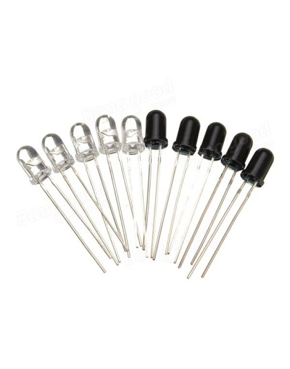 10pcs 5mm 940nm IR Infrared Diode Emitter/Receiver LED kit