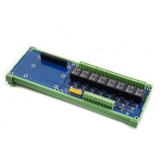 Raspberry Pi 8-channel Relay Expansion Board with DIN rail mounting brackets