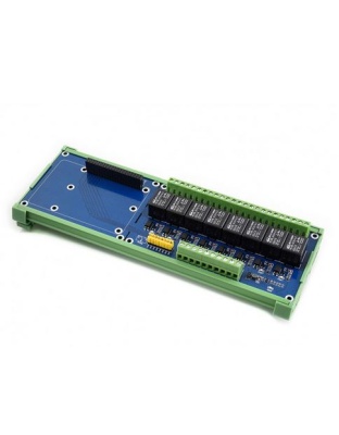 Raspberry Pi 8-channel Relay Expansion Board with DIN rail mounting brackets