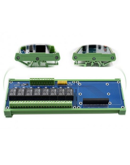 Raspberry Pi 8-channel Relay Expansion Board with DIN rail mounting brackets
