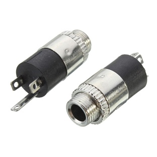 PJ-392 3-Pin 3.5mm Stereo Headphone Audio Video Jack Socket Plug With Nut