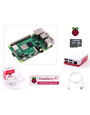 Raspberry Pi4 Model B 4GB Red/White Official Case Kit 64GB uSD