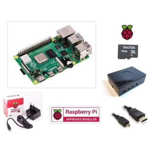 Raspberry Pi4 Model B 4GB Black OneNine Case Kit Boxed 64GB uSD