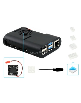 Raspberry Pi4 black ABS Case with Cooling Fan and Heat Sinks