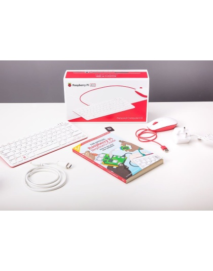 Official Raspberry Pi 400 Desktop kit with Official US keyboard, Official Mouse, Official EU power supply, Official HDMI cable and Raspberry Pi Beginners Guide