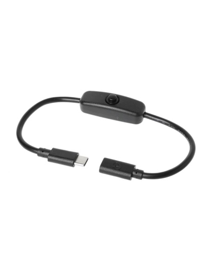 3A Raspberry Pi4 Power Cable USB-C Female to USB Type C Male with Switch Black