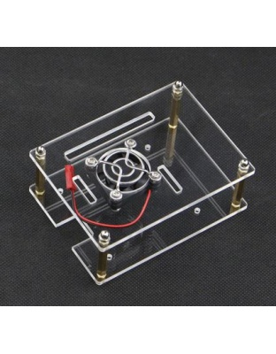 Single Layer Raspberry Pi 5/4/3/2 Model B Acrylic Case with Cooling Fan