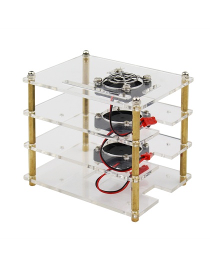 3 Layer Raspberry Pi 5/4/3/2 Model B Acrylic Cluster Case with Cooling Fans