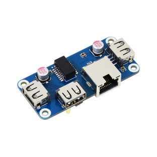 Ethernet / USB HUB HAT (B) for Raspberry Pi Series, 1x RJ45, 3x USB 2.0