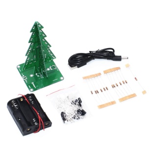 3D Christmas Tree DIY Kit Red/Green/Yellow LED Flash Circuit Kit