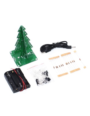 3D Christmas Tree DIY Kit Red/Green/Yellow LED Flash Circuit Kit