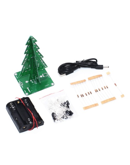 3D Christmas Tree DIY Kit Red/Green/Yellow LED Flash Circuit Kit