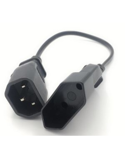 IEC 320 C14 Male Plug to European 2Pin Female Power Cable 300mm