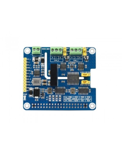 2-Channel Isolated CAN FD Expansion HAT for Raspberry Pi, Multi Protections
