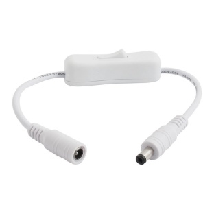 5V/12V Male to Female Barrel Power Extension Cable with Switch 5.5x2.1mm  26cm White