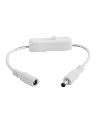 5V/12V Male to Female Barrel Power Extension Cable with Switch 5.5x2.1mm  26cm White