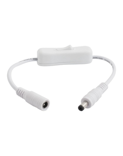 5V/12V Male to Female Barrel Power Extension Cable with Switch 5.5x2.1mm  26cm White