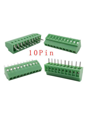 2.54mm Pitch PCB Screw Terminal Block Connector 10P Terminals 150V 6A for 26-18AWG Cable