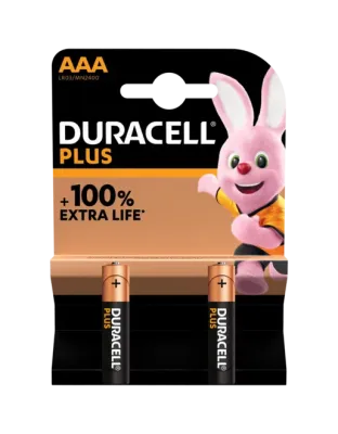 Duracell plus alkaline AAA batteries - 2 pack