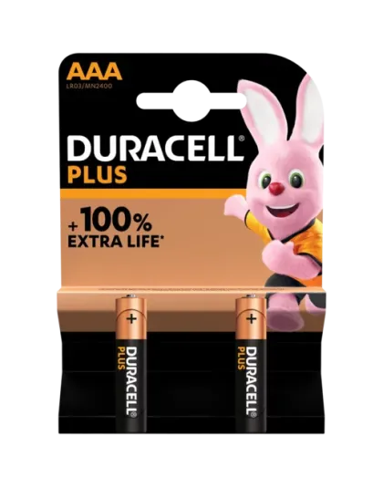Duracell plus alkaline AAA batteries - 2 pack