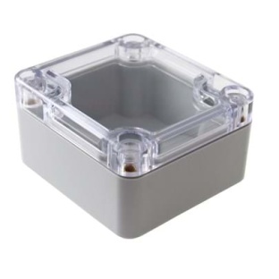 Electronics waterproof enclosure grey-ABS 80mm x 80mm x 55mm Moulded In Polycarbonate/neoprene Seals IP65 Temp Range 40-80° Clear Lid