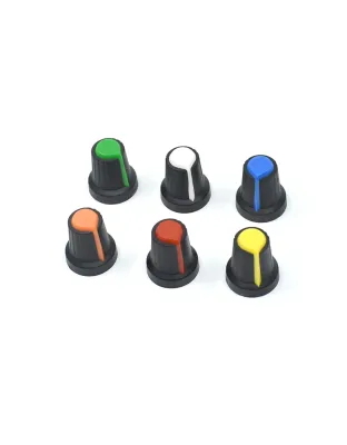 6mm Shaft Hole Plastic Potentiometer Knob - colours vary