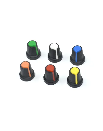 6mm Shaft Hole Plastic Potentiometer Knob - colours vary