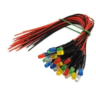 10 units 20cm Wired 5mm LEDs DC 3V Green