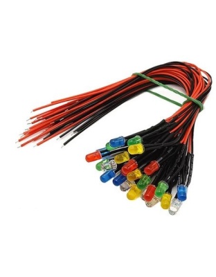 10 units 20cm Wired 5mm LEDs DC 3V Green