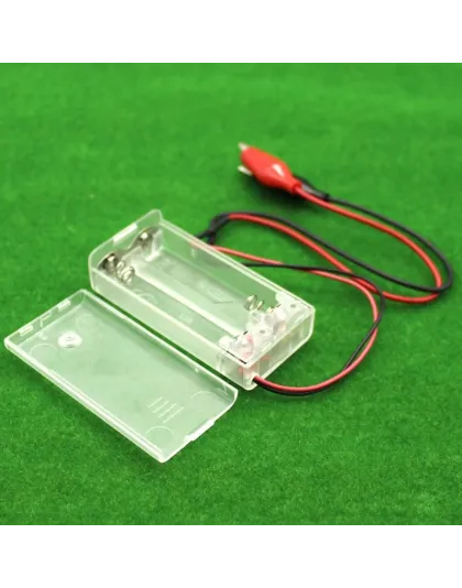 3V 2xAA Transparent Battery Box with Crocodile Clips and Switch