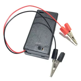 3V 2xAA Black Battery Box with Crocodile Clips and Switch