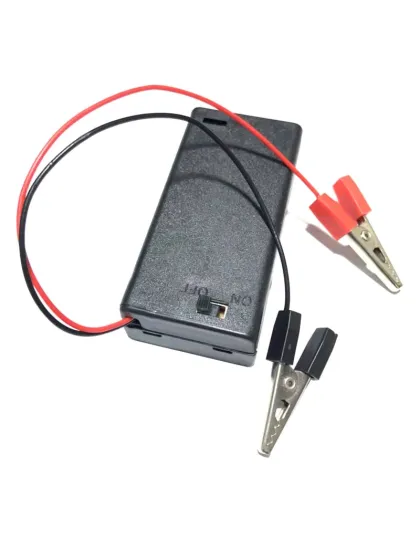 3V 2xAA Black Battery Box with Crocodile Clips and Switch
