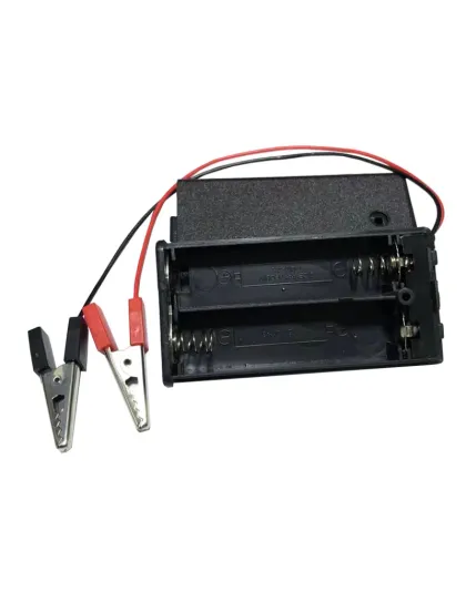 3V 2xAA Black Battery Box with Crocodile Clips and Switch