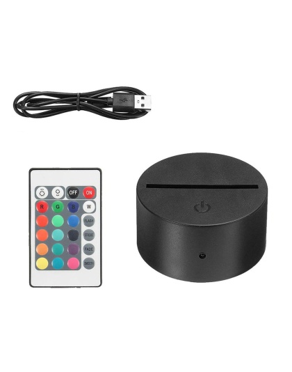 Black 3D Night LED Acrylic Light Base Remote Adjustable 16 Colours