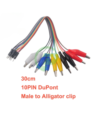 30cm 10 Pin Male to crocodile clip jumpers