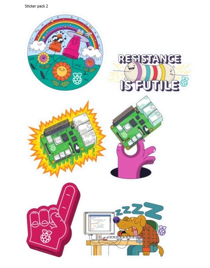 Raspberry Pi sticker pack 2 - 6 designs