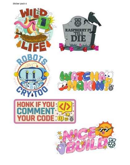 Raspberry Pi sticker pack 4 - 6 designs