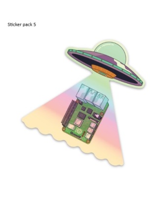Raspberry Pi sticker Pack 5 - UFO Holographic