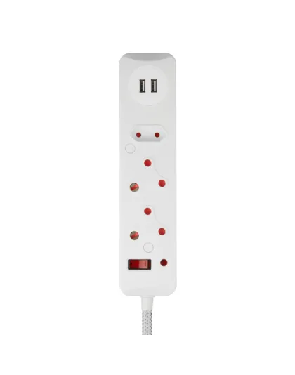Switched 3-Way Surge Protected Multiplug with dual 2.4A USB ports