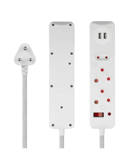 Switched 3-Way Surge Protected Multiplug with dual 2.4A USB ports