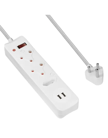 Switched 3-Way Surge Protected Multiplug with dual 2.4A USB ports