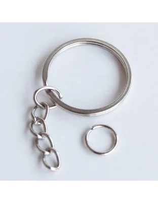 30mm Keyrings with Chain, pack of 10