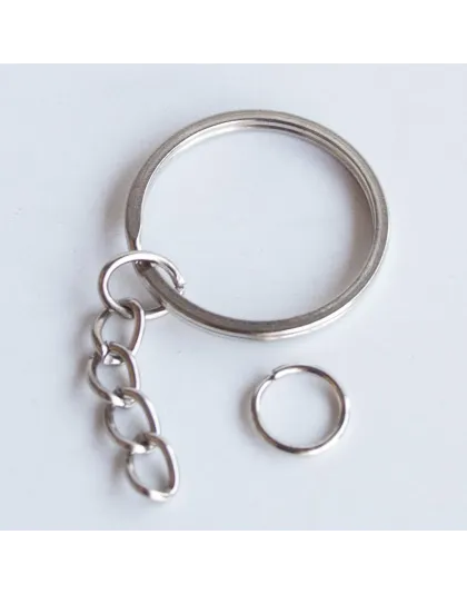 30mm Keyrings with Chain, pack of 10