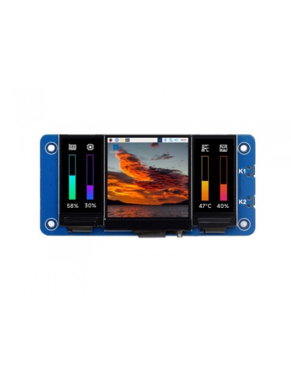 Triple LCD HAT Onboard 1.3inch IPS LCD Main Screen and Dual 0.96inch IPS LCD Secondary Screens